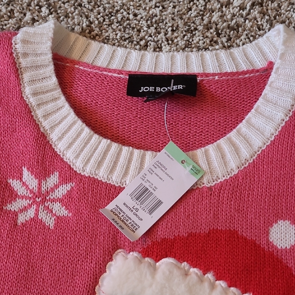 Joe Boxer Pink and Green Crew Neck Christmas Sweater - Picture 7 of 7